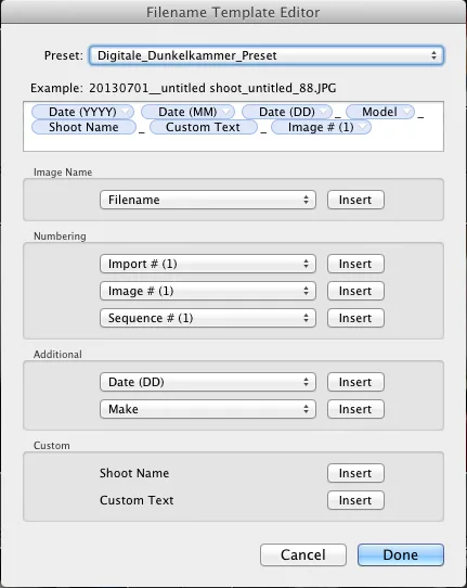 Lightroom: Rename during import