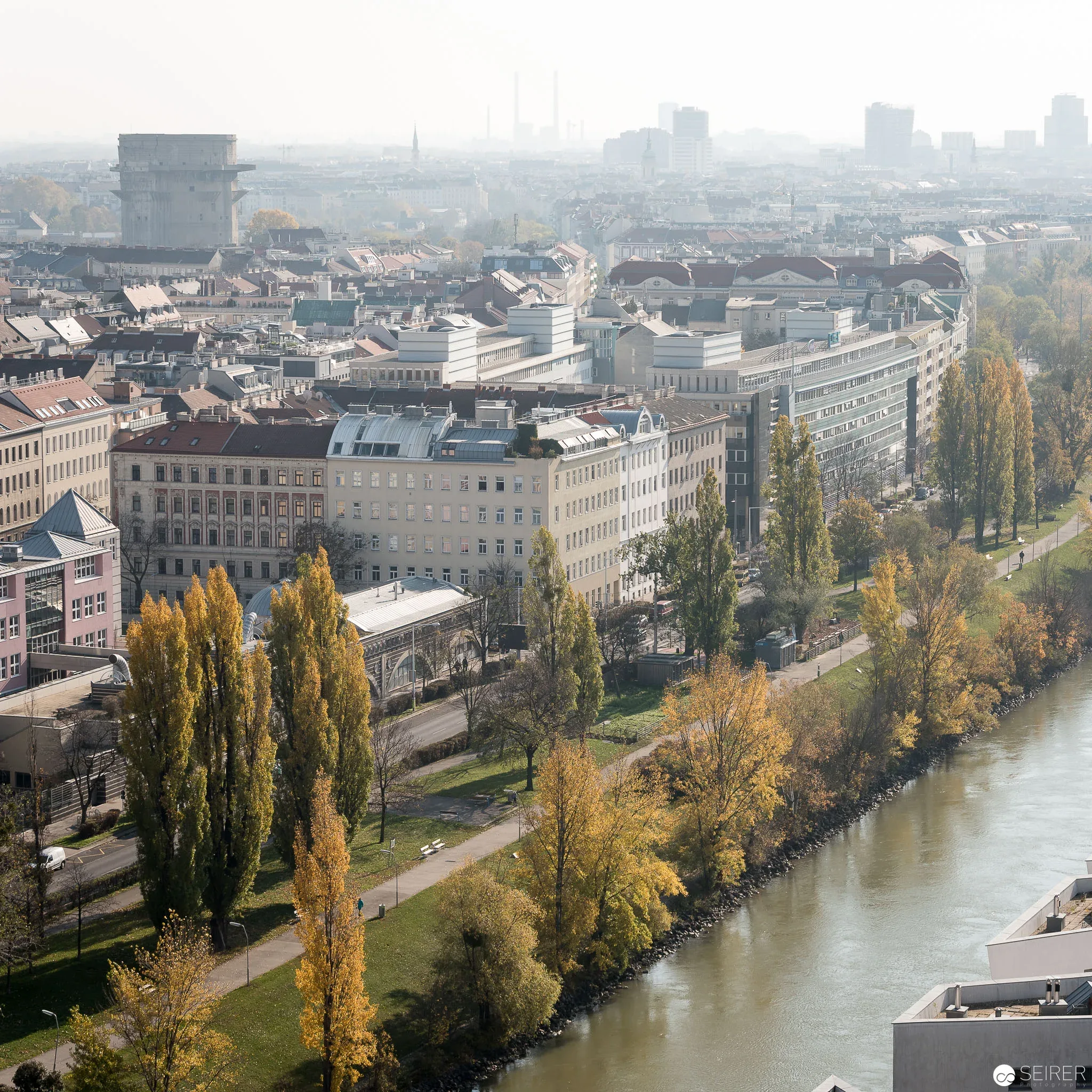 Ausblick vom 14. Stock der Müllverbrennungsanlage Spittelau