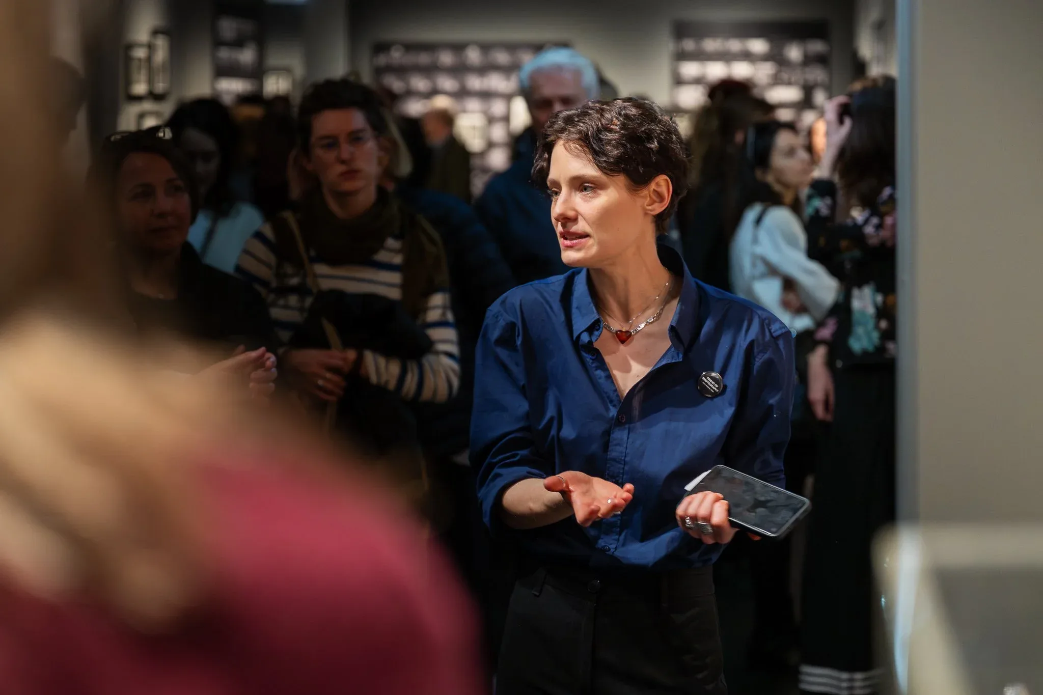 Marit Lena Herrmann, curator giving a tour at Opening Foto Arsenal Wien, 2025