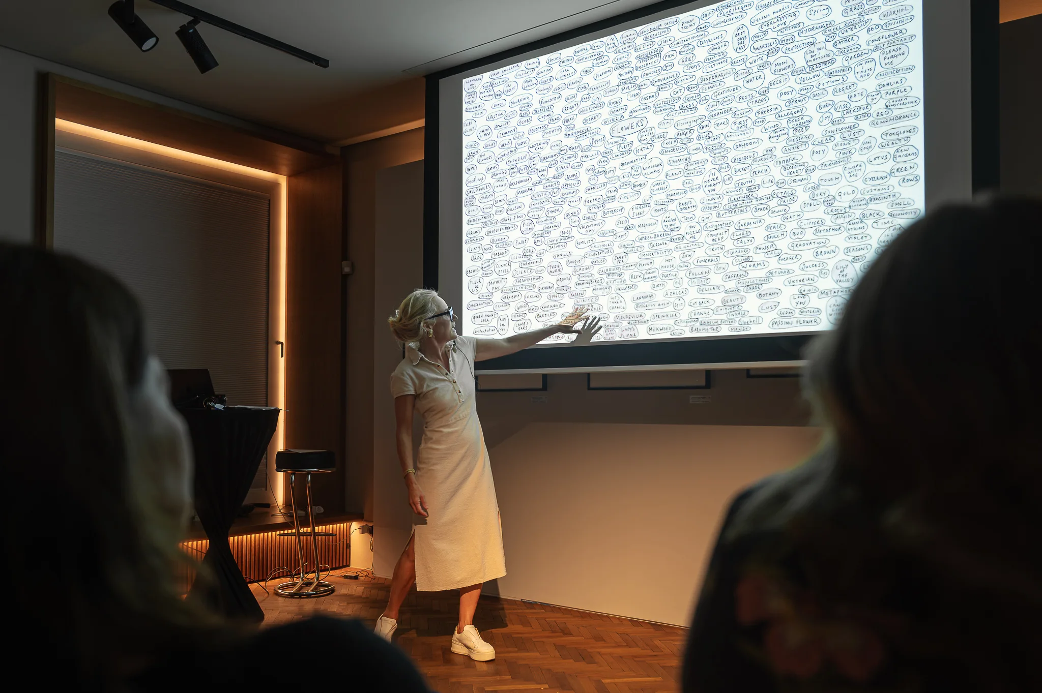 Cig Harvey presenting one of her mind maps, artist talk at Leica Gallery Vienna, September 2026