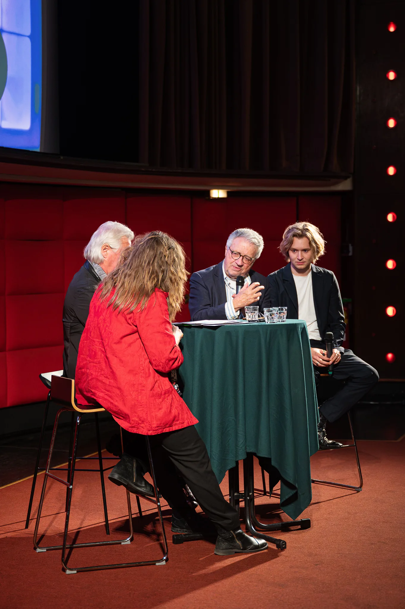 Wolfgang Petritsch speaking, with Harald Sicheritz, Sabine Kroissenbrunner and Nils Arztmann at the green table, Preview of “Bruno – Der junge Kreisky”, Filmcasino, Vienna, 2026