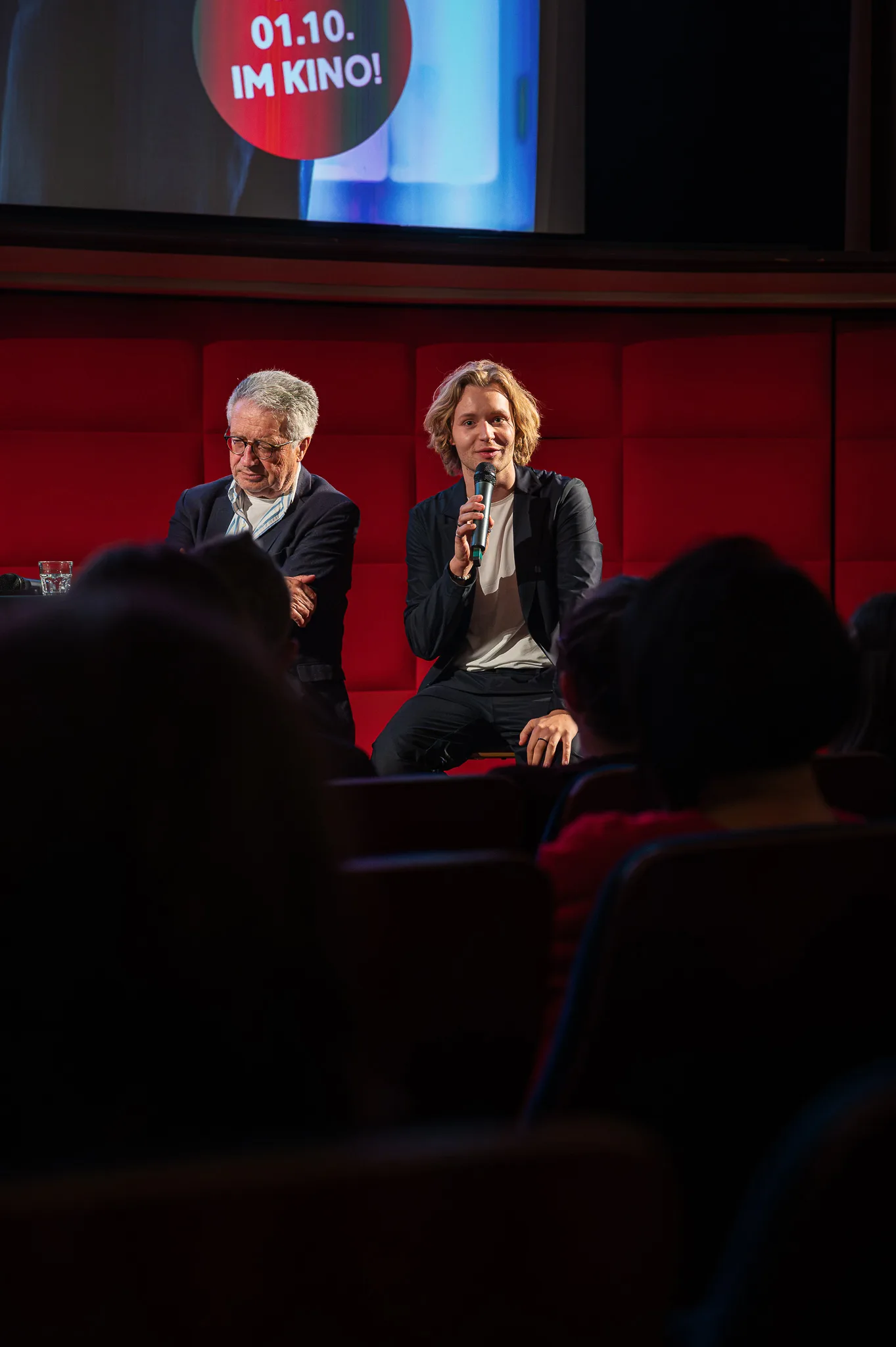 Nils Arztmann answering a question from the audience, next to Wolfgang Petritsch, Preview of “Bruno – Der junge Kreisky”, Filmcasino, Vienna, 2026